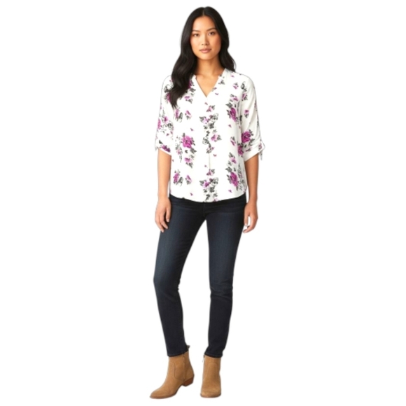 torrid Tops -  TORRID Size large  v-neck tie -up longsleeve sheer floral Skull detail blouse